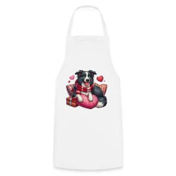 Border Collie Love - Cooking Apron - white - Front - AI Model Male 185 dark (185cm)