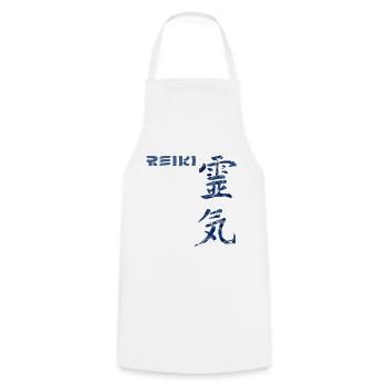 reiki japanisch e 12 - Kochschürze - Weiß - Vorne - AI Model Male 185 dark (185cm)