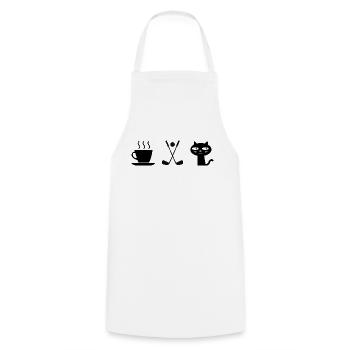 Kaffee. Katzen. Golf - Kochschürze - Weiß - Vorne - AI Model Male 185 dark (185cm)