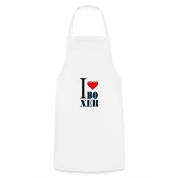 Boxer logo I love boxer - Kochschürze - Weiß - Vorne - AI Model Male 185 dark (185cm)