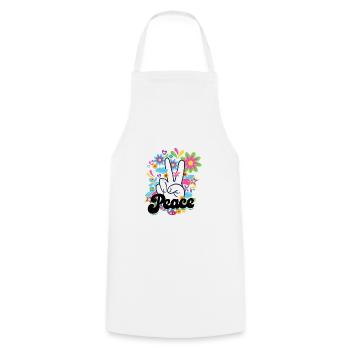 Hippies Peace | Hippie lifestyle 60s gift idea - Cooking Apron - white - Front - AI Model Male 185 dark (185cm)