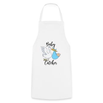 Cigogne sage-femme | Cadeau de profession d'accoucheuse - Tablier de cuisine - blanc - Devant - AI Model Male 185 dark (185cm)