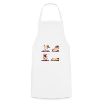 Yoga Pug | Cadeaux de cours de tapis de yoga sport Pilates - Tablier de cuisine - blanc - Devant - AI Model Male 185 dark (185cm)