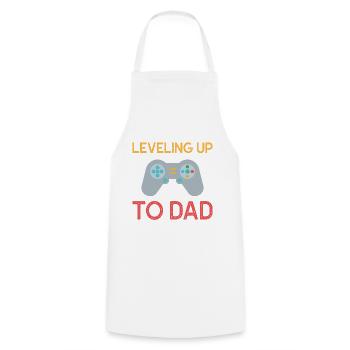 Leveling up to dad Vater Opa Onkel Geschenk - Kochschürze - Weiß - Vorne - AI Model Male 185 dark (185cm)