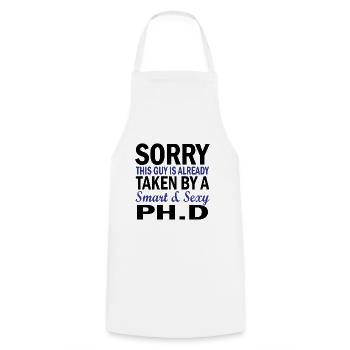 Phd wife saying student gift - Cooking Apron - white - Front - AI Model Male 185 dark (185cm)