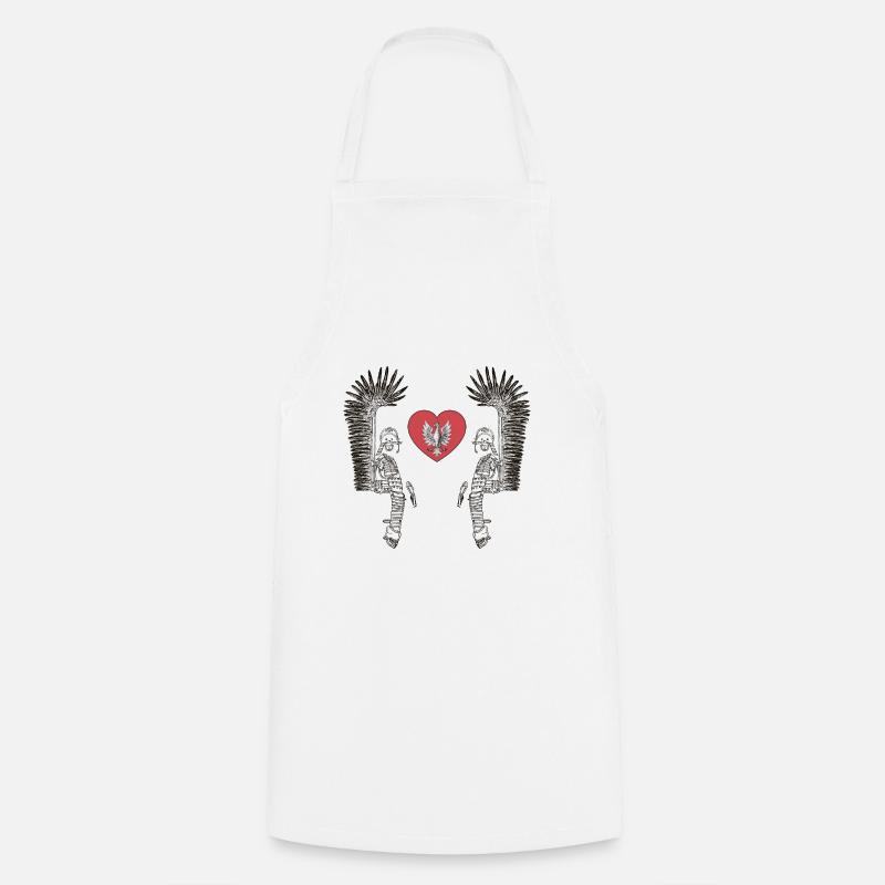 Hussard ailé avec aigle blanc polonais dans coeur - Tablier de cuisine - blanc