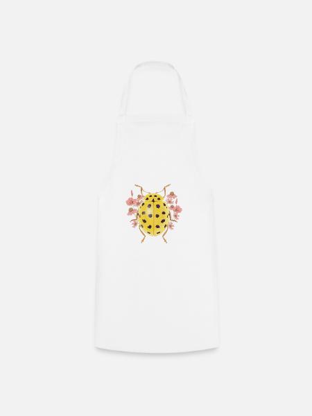 Gelber Marienkäfer mit Blumen - Kochschürze - Weiß