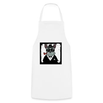 Drôle de chien français de bouledogue de style mafieux - Tablier de cuisine - blanc - Devant - AI Model Male 185 dark (185cm)