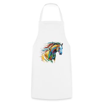 Whisper of the wind: majestic rainbow horse - Cooking Apron - white - Front - AI Model Male 185 dark (185cm)
