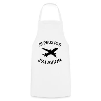 Je Peux Pas J'ai Avion - Tablier de cuisine - blanc - Devant - AI Model Male 185 dark (185cm)