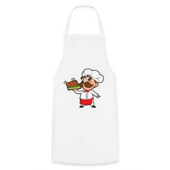 Koch Braten Kochen Restaurant Gaststätte Gastätte - Kochschürze - Weiß - Vorne - AI Model Male 185 dark (185cm)
