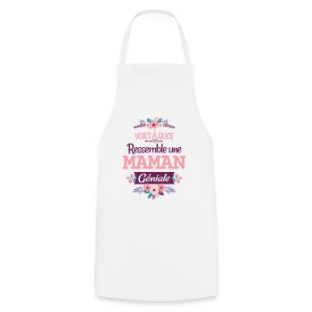 Maman géniale Cadeau Rigolo Femme Humour Mère - Tablier de cuisine - blanc - Devant - AI Model Male 185 dark (185cm)