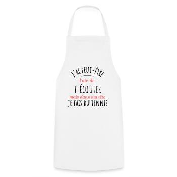 Tennis cadeau pour Tennisman rigolo Drôle Citation - Tablier de cuisine - blanc - Devant - AI Model Male 185 dark (185cm)