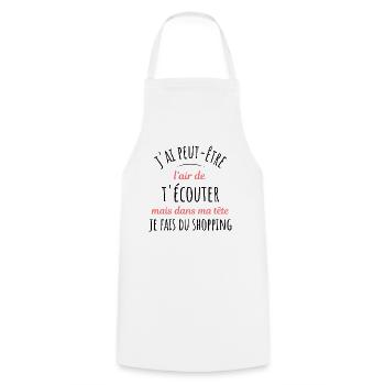 Shopping Citation Humour Féminin Femme Mode Drôle - Tablier de cuisine - blanc - Devant - AI Model Male 185 dark (185cm)