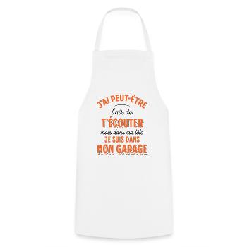 Mécanicien cadeau pour Garagiste Bricoleur Rigolo - Tablier de cuisine - blanc - Devant - AI Model Male 185 dark (185cm)