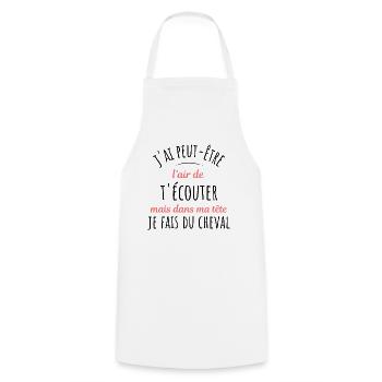 Équitation Cadeau Pour Cavalière Cheval Humour - Tablier de cuisine - blanc - Devant - AI Model Male 185 dark (185cm)