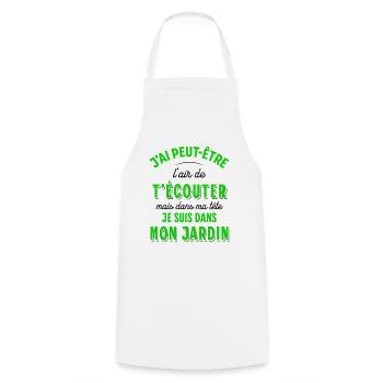 Jardin Cadeau pour Jardinier Potager Rigolo Humour - Tablier de cuisine - blanc - Devant - AI Model Male 185 dark (185cm)