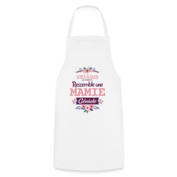 Mamie Cadeau Grand-mère Citation Humour Rigolo - Tablier de cuisine - blanc - Devant - AI Model Male 185 dark (185cm)