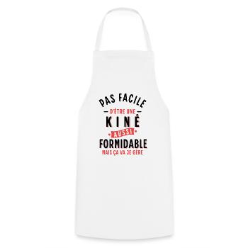 Kiné Cadeau pour Kinésithérapeute Rigolo Humour - Tablier de cuisine - blanc - Devant - AI Model Male 185 dark (185cm)