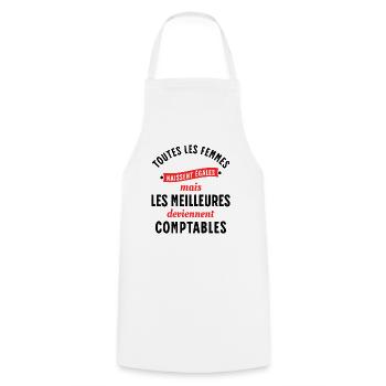 Comptable Cadeau Rigolo Secrétaire Humour Femme - Tablier de cuisine - blanc - Devant - AI Model Male 185 dark (185cm)