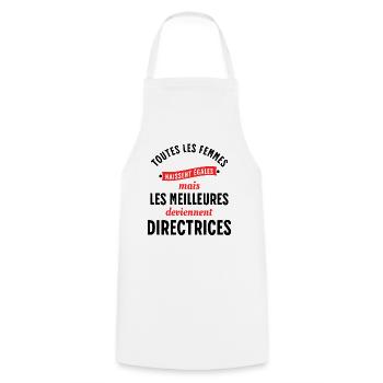 Directrice Cadeau Patronne Citation Rigolo Femme - Tablier de cuisine - blanc - Devant - AI Model Male 185 dark (185cm)