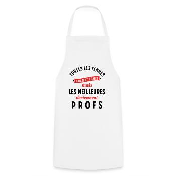 Enseignante Cadeau Professeure Citation Rigolo - Tablier de cuisine - blanc - Devant - AI Model Male 185 dark (185cm)