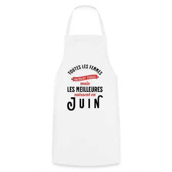 Dicton Anniversaire Juin Année de Naissance Slogan - Tablier de cuisine - blanc - Devant - AI Model Male 185 dark (185cm)