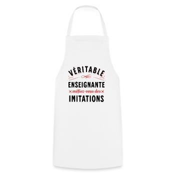 Enseignante Cadeau Professeure Citation Rigolo - Tablier de cuisine - blanc - Devant - AI Model Male 185 dark (185cm)