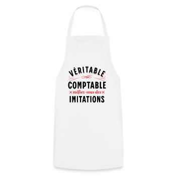 Comptable Cadeau Rigolo Secrétaire Dicton Humour - Tablier de cuisine - blanc - Devant - AI Model Male 185 dark (185cm)