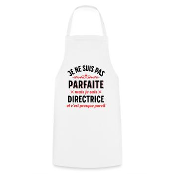 Directrice Cadeau Patronne Dicton Rigolo Femme - Tablier de cuisine - blanc - Devant - AI Model Male 185 dark (185cm)