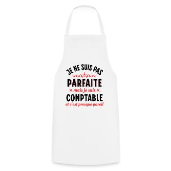 Comptable Cadeau Rigolo Secrétaire Dicton Humour - Tablier de cuisine - blanc - Devant - AI Model Male 185 dark (185cm)