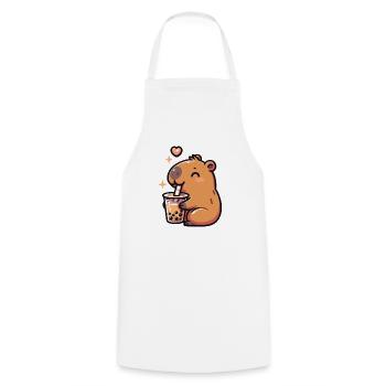 Capybaras Drink Bubble Tea kawaii Boba Capybara - Cooking Apron - white - Front - AI Model Male 185 dark (185cm)