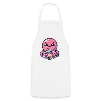 Octopus Drinking Bubble Tea kawaii Boba Octopus - Cooking Apron - white - Front - AI Model Male 185 dark (185cm)