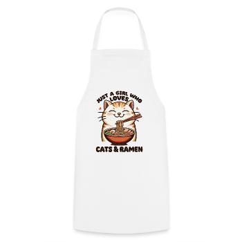 Cat with noodles ramen kawaii cat - Cooking Apron - white - Front - AI Model Male 185 dark (185cm)
