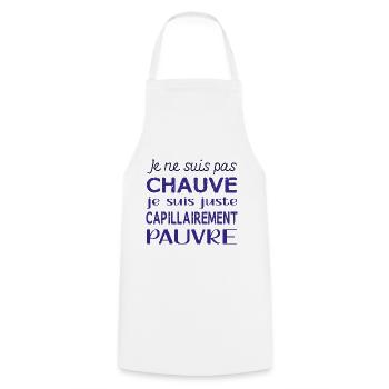 Cadeau humour chauve - Tablier de cuisine - blanc - Devant - AI Model Male 185 dark (185cm)
