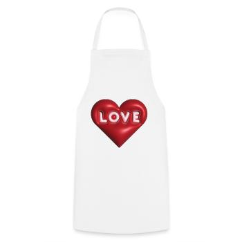 Love 3D rouge - Tablier de cuisine - blanc - Devant - AI Model Male 185 dark (185cm)