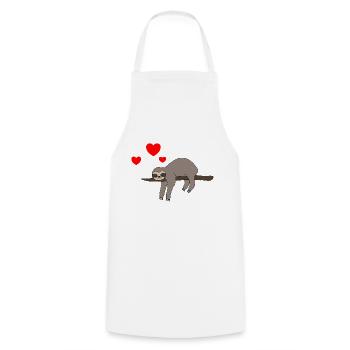 Sloth Valentine's Day 2 - Cooking Apron - white - Front - AI Model Male 185 dark (185cm)