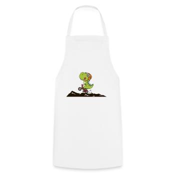 Cool dinosaur rides bike - Cooking Apron - white - Front - AI Model Male 185 dark (185cm)