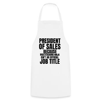 Sales President of Sales - Cooking Apron - white - Front - AI Model Male 185 dark (185cm)