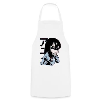 Anime écolière - Tablier de cuisine - blanc - Devant - AI Model Male 185 dark (185cm)