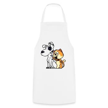 Chat Dalmate Tatouage - Tablier de cuisine - blanc - Devant - AI Model Male 185 dark (185cm)