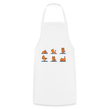 Chat de yoga - Tablier de cuisine - blanc - Devant - AI Model Male 185 dark (185cm)