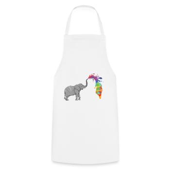 Elephant colorful fountain - Cooking Apron - white - Front - AI Model Male 185 dark (185cm)