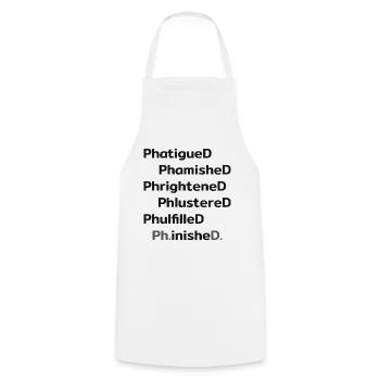 Doctorat.inishe.D. Promotion - Tablier de cuisine - blanc - Devant - AI Model Male 185 dark (185cm)