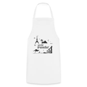 World Travel Travel Addicted - Cooking Apron - white - Front - AI Model Male 185 dark (185cm)