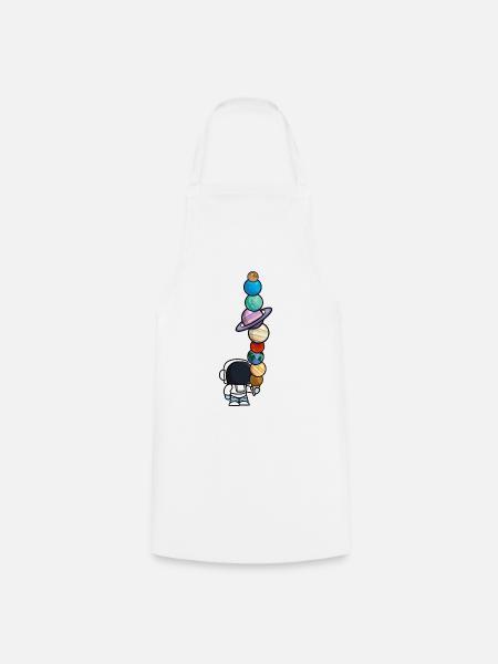 Astronaut Ice Cream Eating Planets Funny - Cooking Apron - white