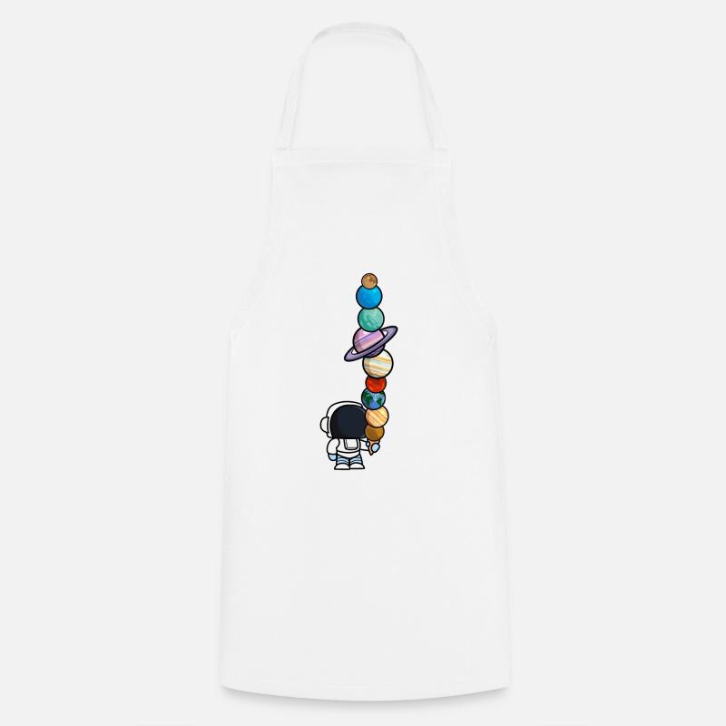 Astronaut Ice Cream Eating Planets Funny - Cooking Apron - white