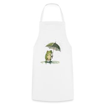 Frosch mit Regenschirm Frösche Kröte Amphibie - Kochschürze - Weiß - Vorne - AI Model Male 185 dark (185cm)