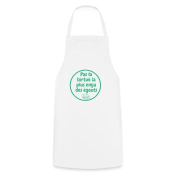 Pas la tortue la plus ninja des égouts - Vert - Tablier de cuisine - blanc - Devant - AI Model Male 185 dark (185cm)