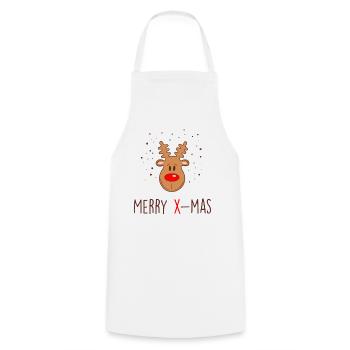 Renne Joyeux Noël - Humour de Noël - Tablier de cuisine - blanc - Devant - AI Model Male 185 dark (185cm)